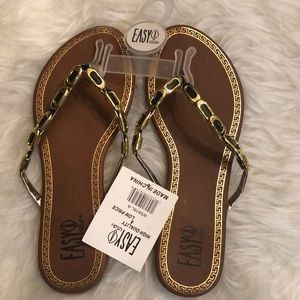 easy usa | Shoes | Nwt Easy Usa Black Gold Flip Flop Sandals | Poshmark